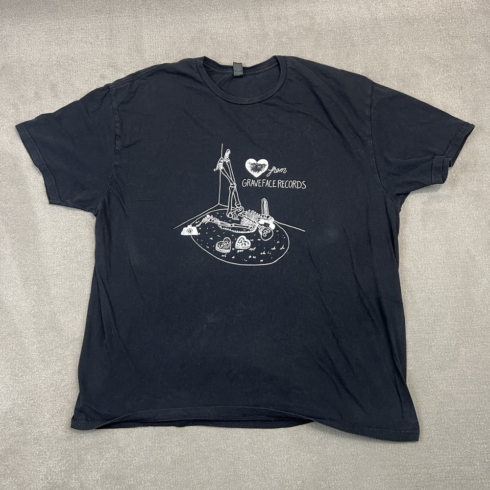 Graveface Records T Shirt Mens XL Black Skeleton Graphic Indie Alt Music Tee